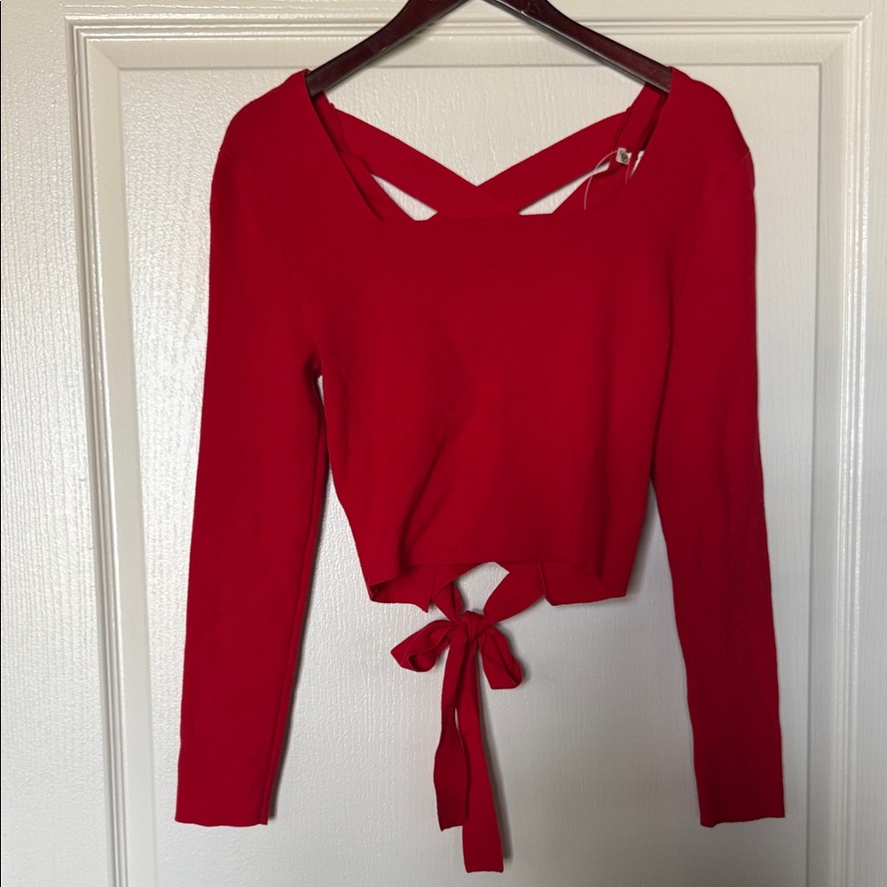 Versona Red Crop Top with Tie Detail